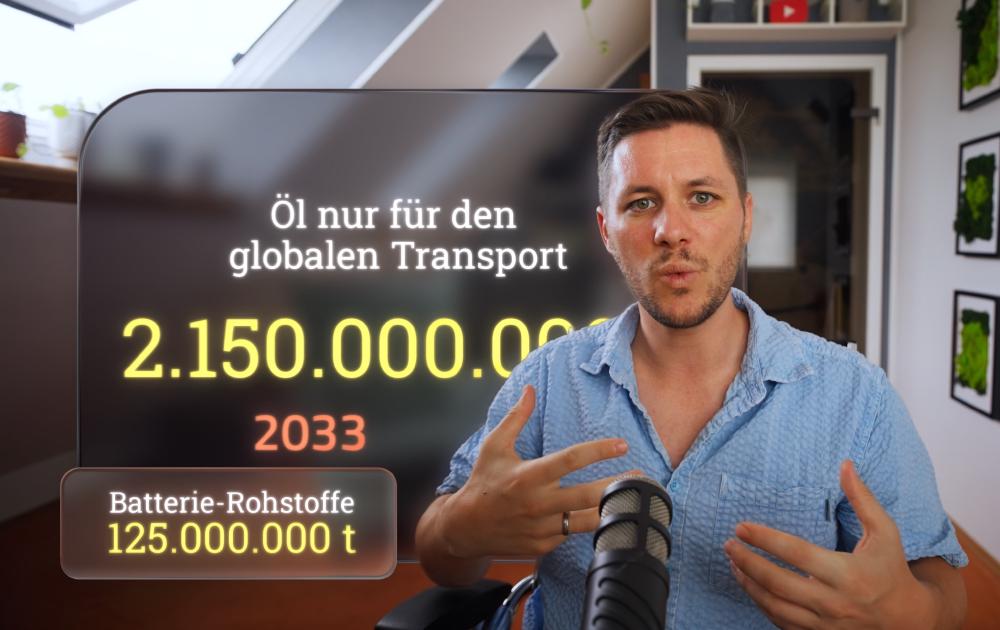 alleine an Öl für den globalen Transport holen wir jährlich 17 mal so viel aus dem Boden, wie die einmalig benötigten Batterierohstoffe für eine vollumfängliche Kreislaufwirtschaft, so die Autor:innen der Analyse.